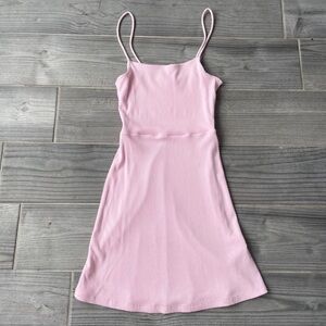 Aritzia Wilfred Free Pink Ribbed Dress